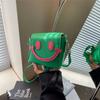 Cute Small Smile Face Color Block Pu Shoulder Bag With Magnetic Closure