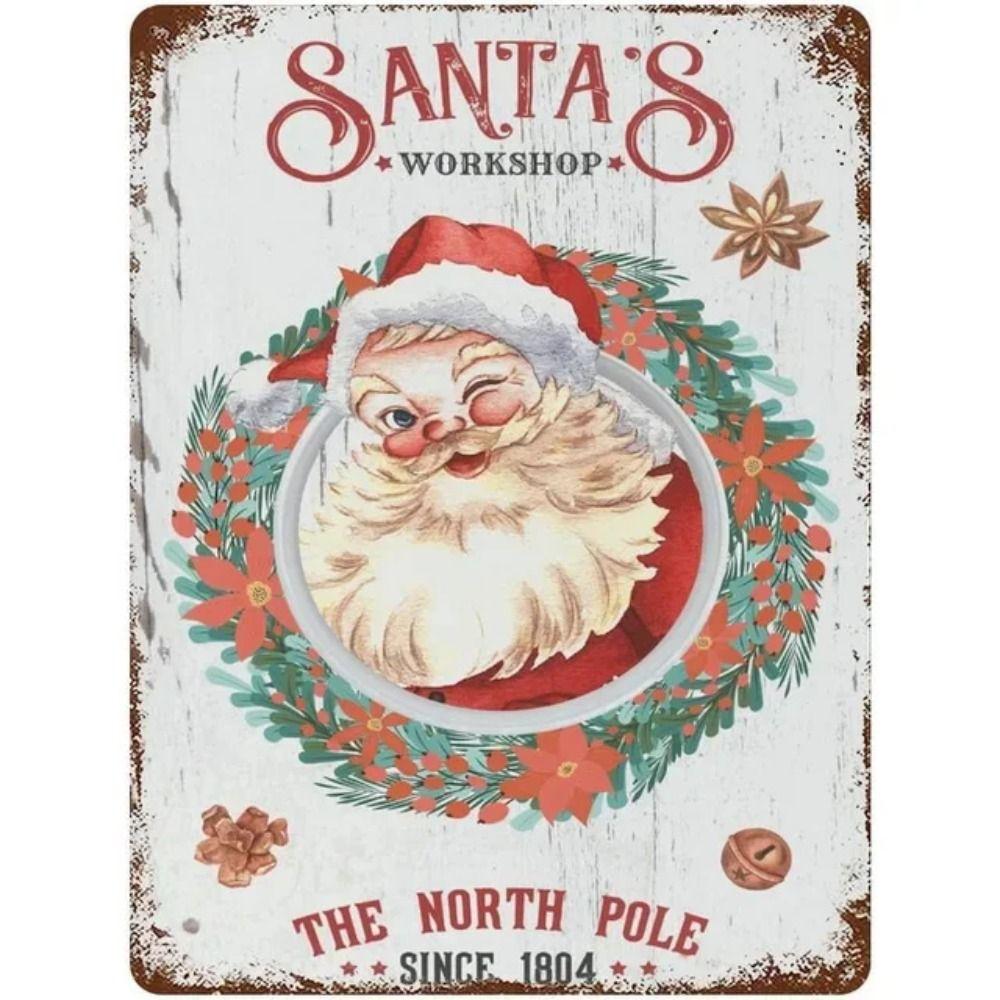 Merry Christmas Santa Metal Sign, Festive Holiday Wall Decor 20x30cm