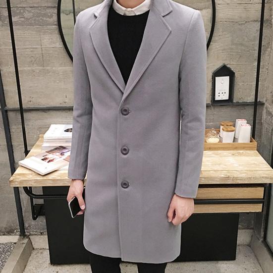 Palton Trench Lungime Genunchi Nasturi Stil Business Palton Trench Lânos pentru Muncă