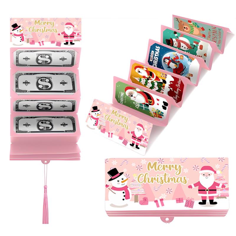 2026 Santa Claus Christmas Money Box with 10 Card Slots - US Dollar Red Envelope Surprise Party Gift