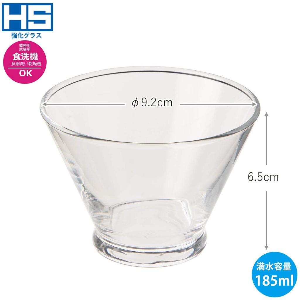 Toyo Sasaki Glass Dessert Made In Dishwasher Pack of 6 Bowl, Clear, 185ml, Bowl, Japan, Safe, B-09106HS,