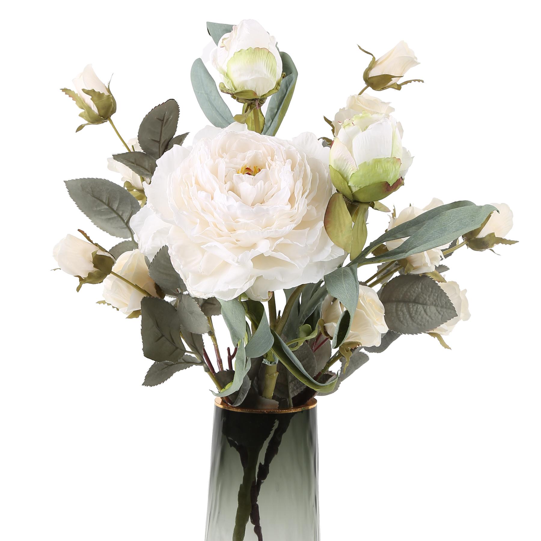 

Искусственные пионы розы валентинки реалистичный искусственный букет со стеблями шелковые цветочные композиции для дома кофе в центре стола декор свадьба белый