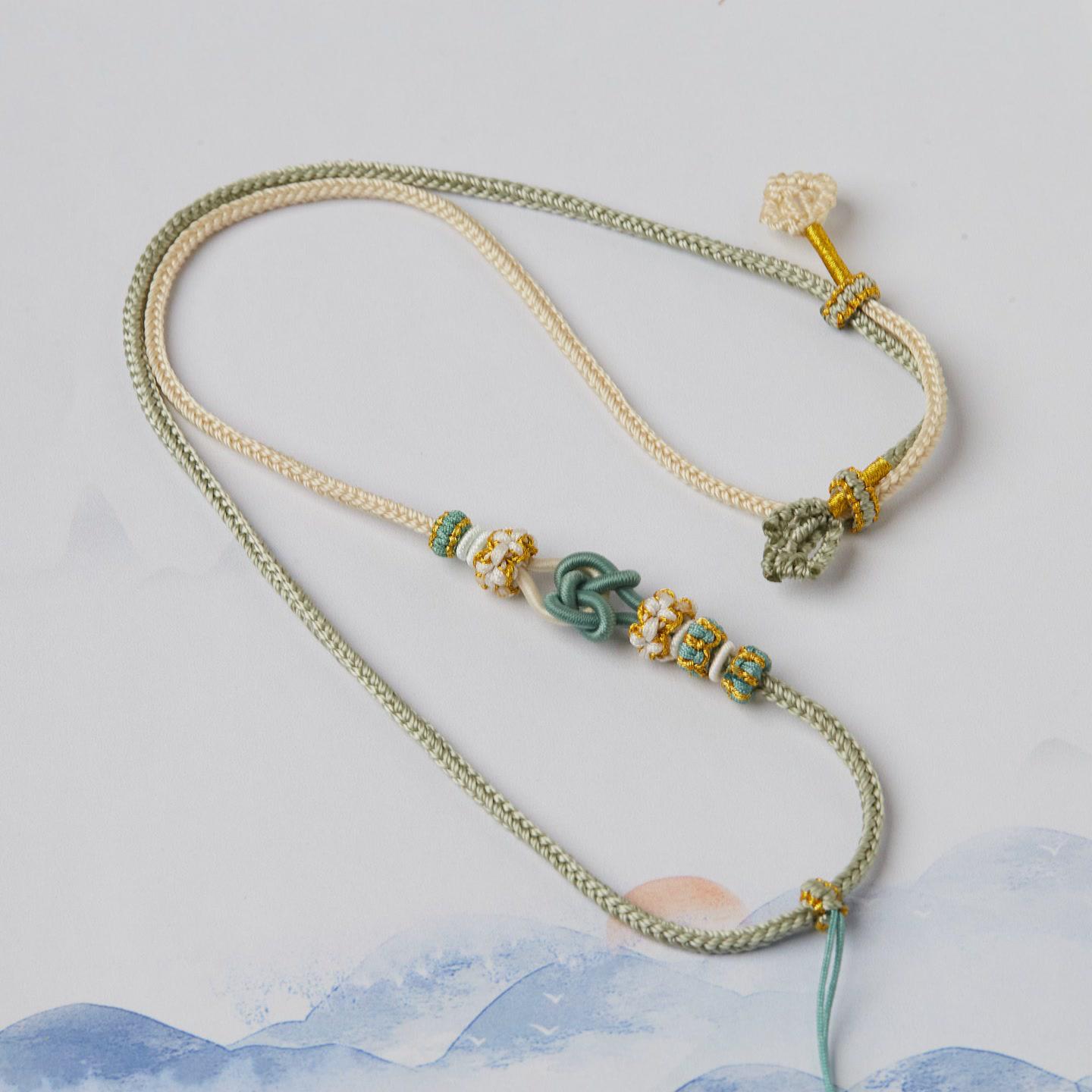 

Плетеный вручную шнурок для ожерелья с узлом «Цветок персика» и плетением в четыре нити для мужчин и женщин Standard