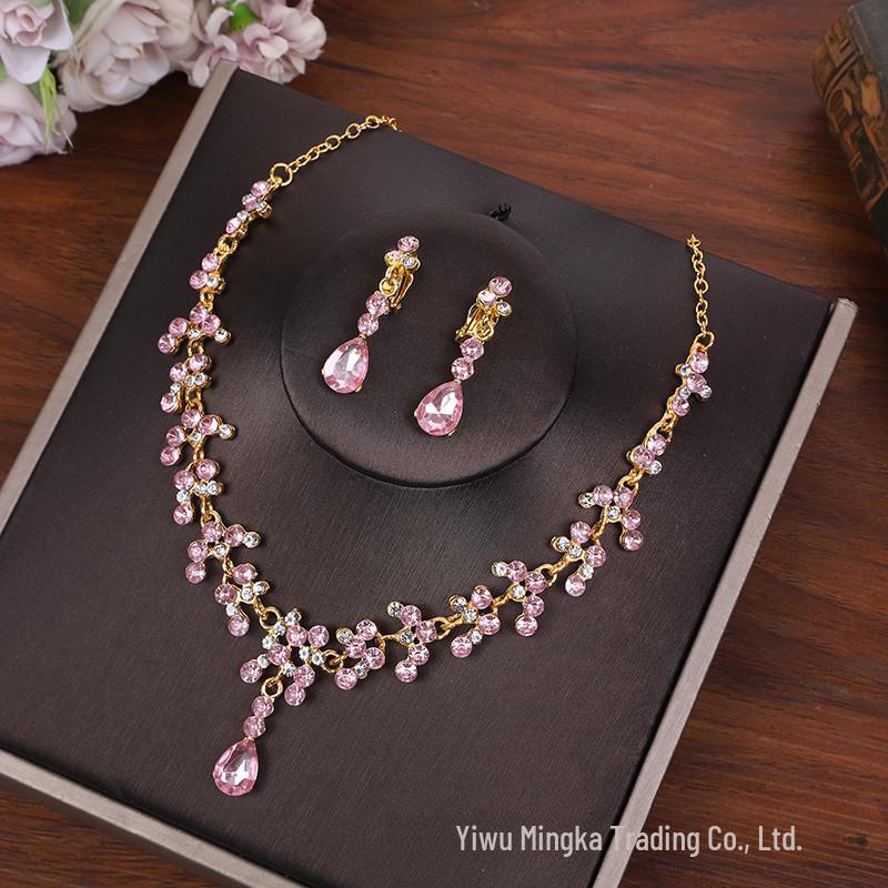 Elegant Bridal Jewelry Set: Crystal Earrings & Necklace for Weddings