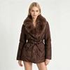 New Fur Collar Warm Waist Jacket Popular Women's Clothing Medium and Long Large Size