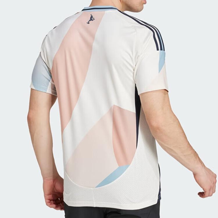 Adidas Maglia da Calcio Retro Manica Corta Versione Tifoso Trasferta Squadra Spagna Euro Cup 2025 da Donna Top Unisex Blu Rosa Bianco JF2648