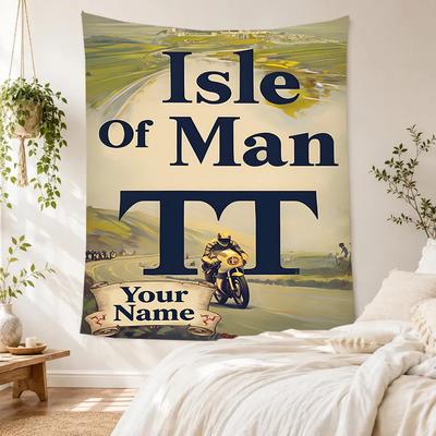 Isle Man Tt Customize Text Tapestry Cozy Personalized Tapestry Ultra-Soft Perfect for Gift Wrapping All-Season Use Housewarming Gift