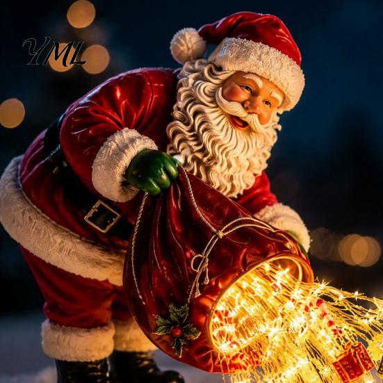 Solar Powered Christmas Decor Garden Stake Light, Santa Pouring Flowing LED String Lights, Colorful Magical Claus Lawn Stakes Light Effect,