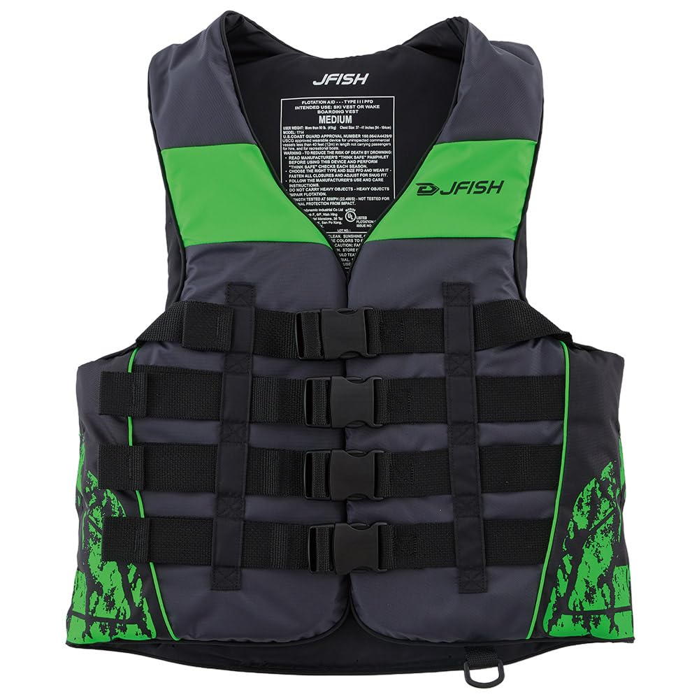 J-FISH Evolution Life Vest, Medium, 94-104cm, Green, JLV-44164