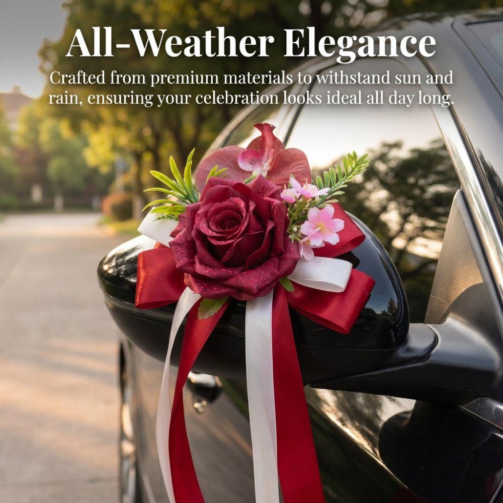 European Style Wedding Decor Ribbon Bow Car Decoration Bow Floral Ornaments  Wedding Party Layout