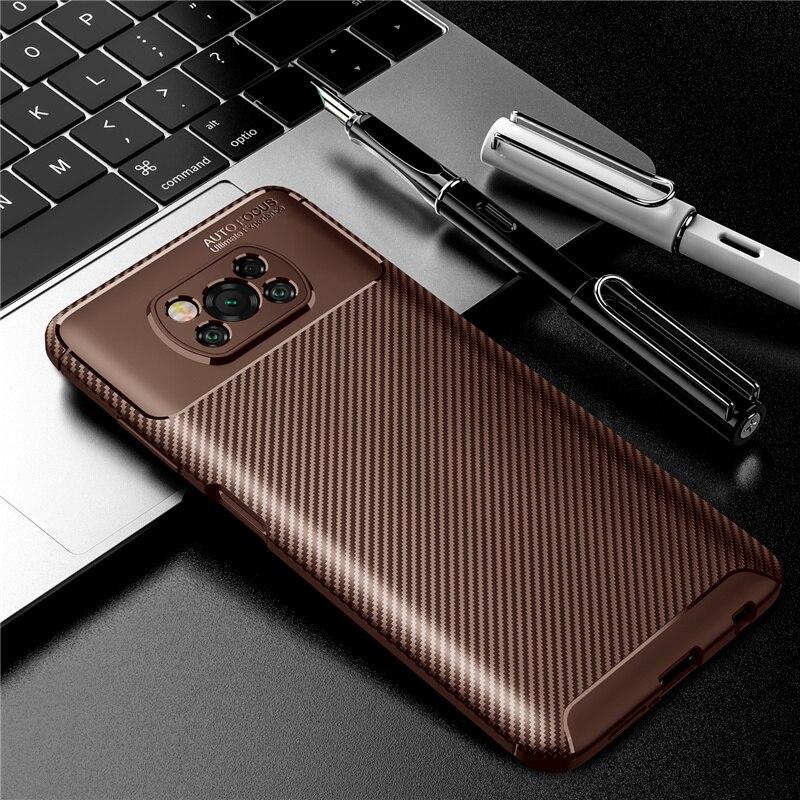 For Xiaomi POCO X3 NFC Case Soft Silicon Cover Carbon Fiber TPU Shockproof Case For M3 F2 Pro Redmi Note 9S 9 9A Mi 10T Pro Lite