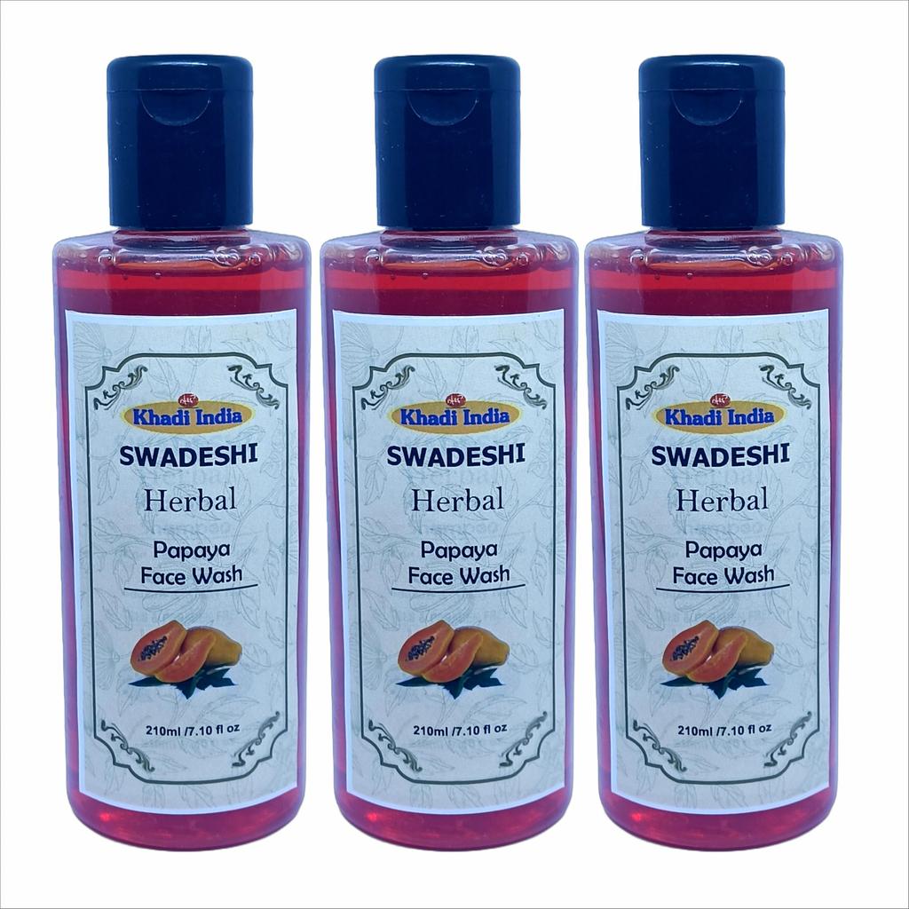 Khadi Natural 100% Herbal Papaya Face Wash - Skin Brightening & Tan Removal Cleanser, Gentle Exfoliation with Natural Enzymes, Sulfate & Paraben Fr