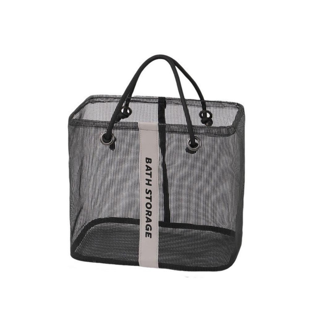 

Breathable Mesh Toiletry Bag Large Capacity Makeup Tote Handbag Cosmetic Bag Swimming S чёрный