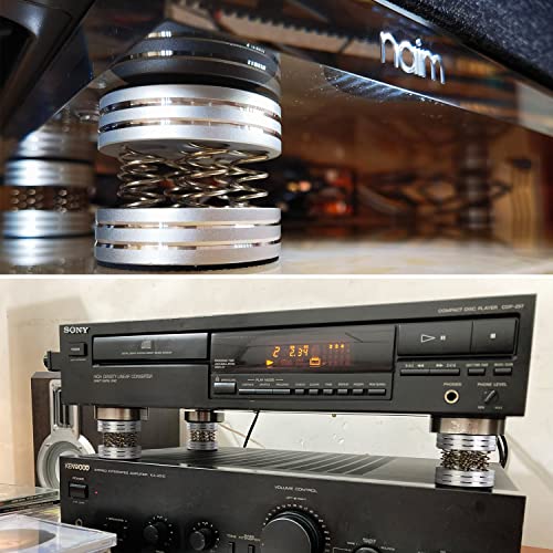 aleawol Large Speaker Insulators, Set of 4, Aluminum Spring Speakers, 45mm Diameter x 40mm Height, Improves Audio Quality, Anti-Vibration, Double-Side