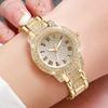 Elegant Women's Sparkling Rose Golden-Adorned Quartz Watch | Roman Numeral Dial, Analog Wristwatch for Everyday Occasions