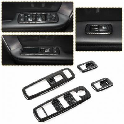 4x Car Window Lift Switch Panel Decor Cover Bezels for Dodge Charger 11+ Carbon