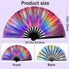 UV Ink Printing Bamboo Fan PVC Foldable Colorful Reflective Fan Lightweight Portable Photography Props Fan