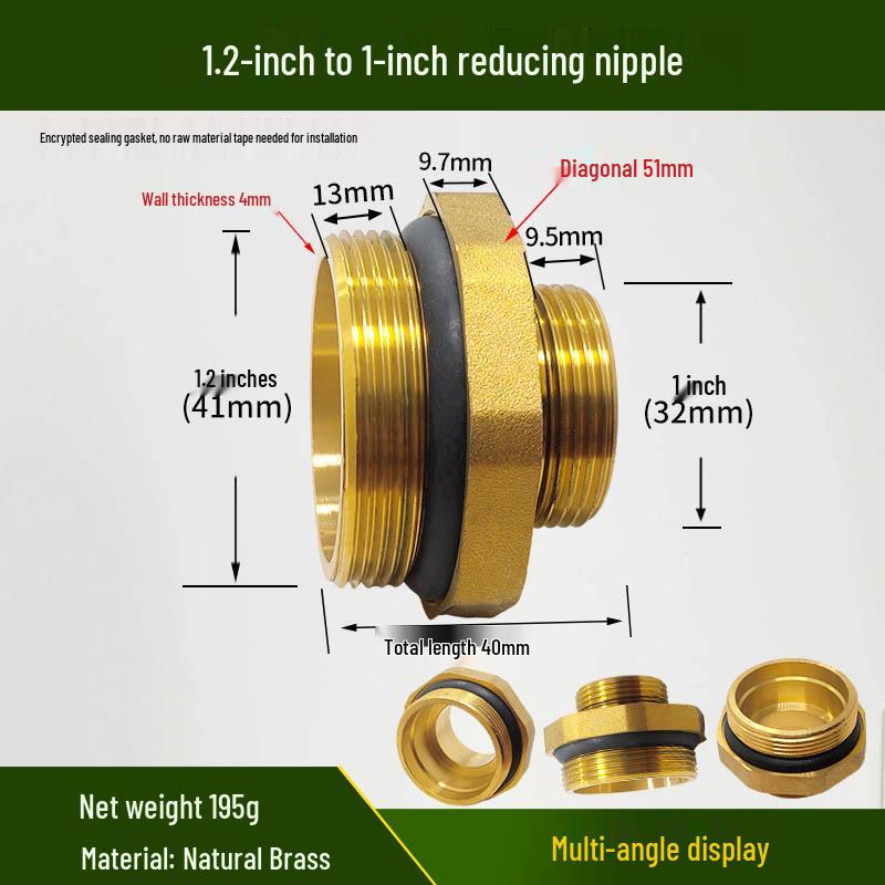 Copper Union with Inner/Outer Threads, Double Inner Thread Water Heater Connector Tee/Elbow Nipple, 46mm & 1" Thread, Different Diameters.