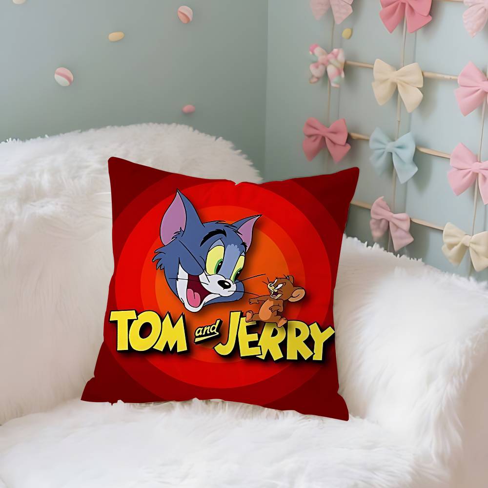 Cartoon TToms And JJerrys Case Plush Fabric Soft Pillowcase Double Sided Print Cushion Cover Household Gifts