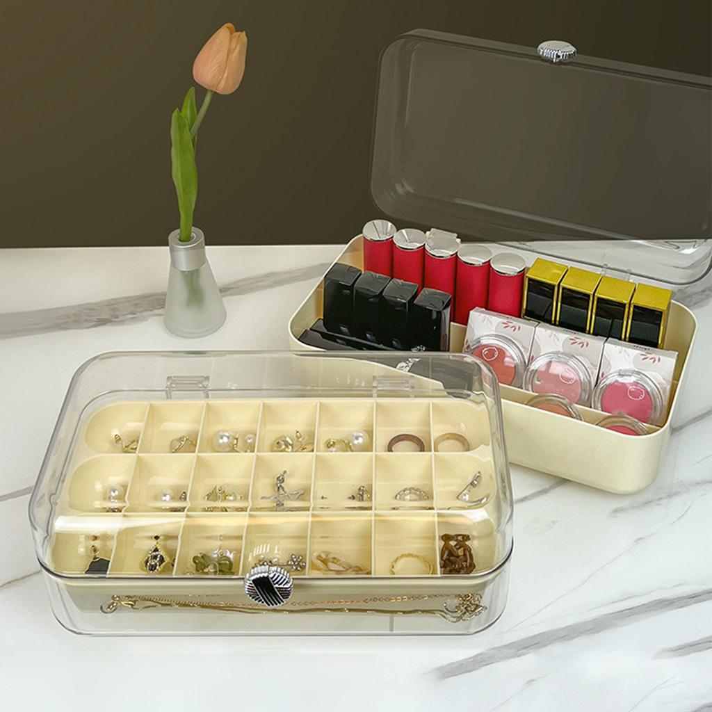 Long Cosmetic Storage Organizer Box with Clear Lid Dustproof Cosmetic Storage Jewelry Display Boxes