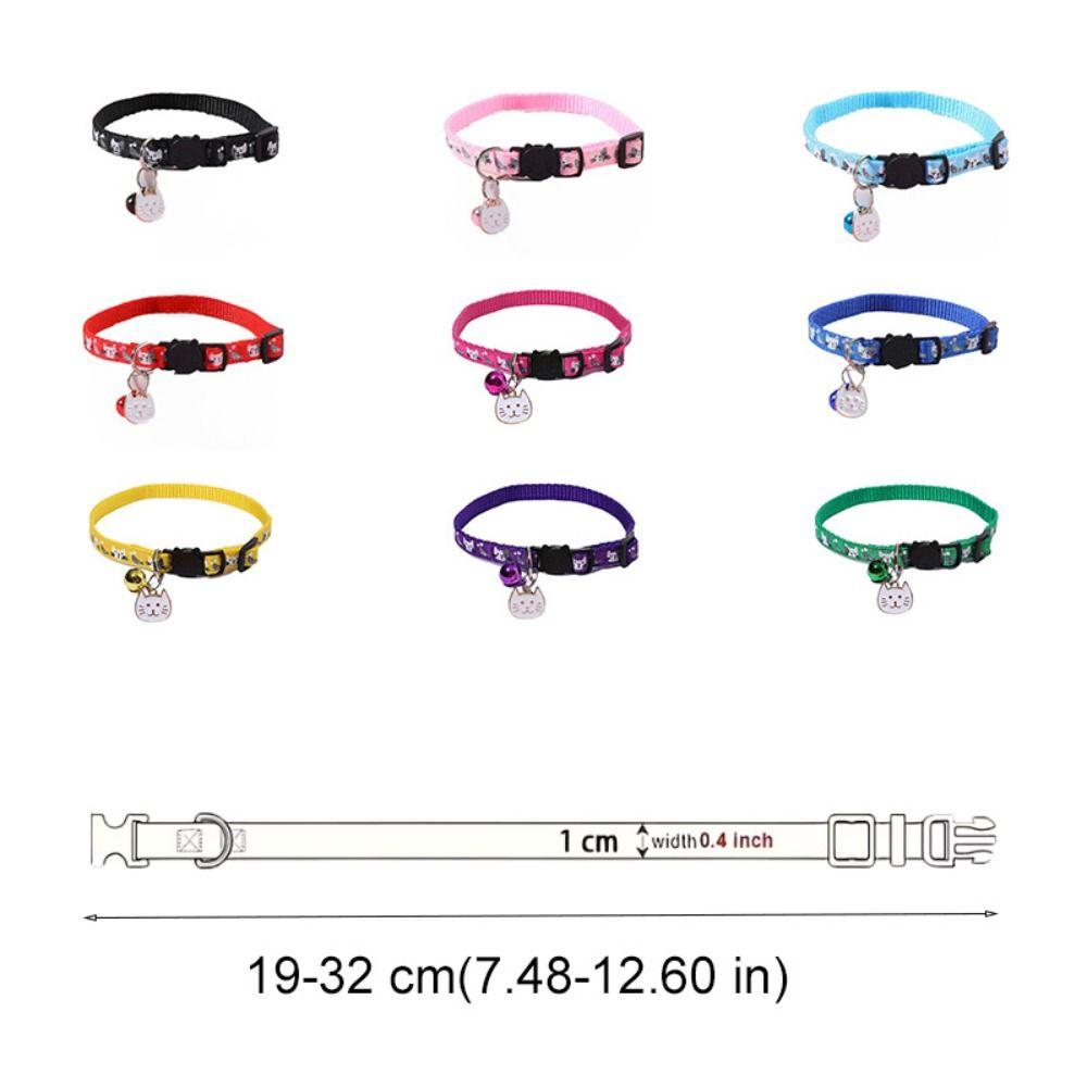 Adjustable Pet Cat Collar Safety Buckle with Cat Face Pendant Bell Anti-lost Cat Necklace Cat Pattern Quick Release