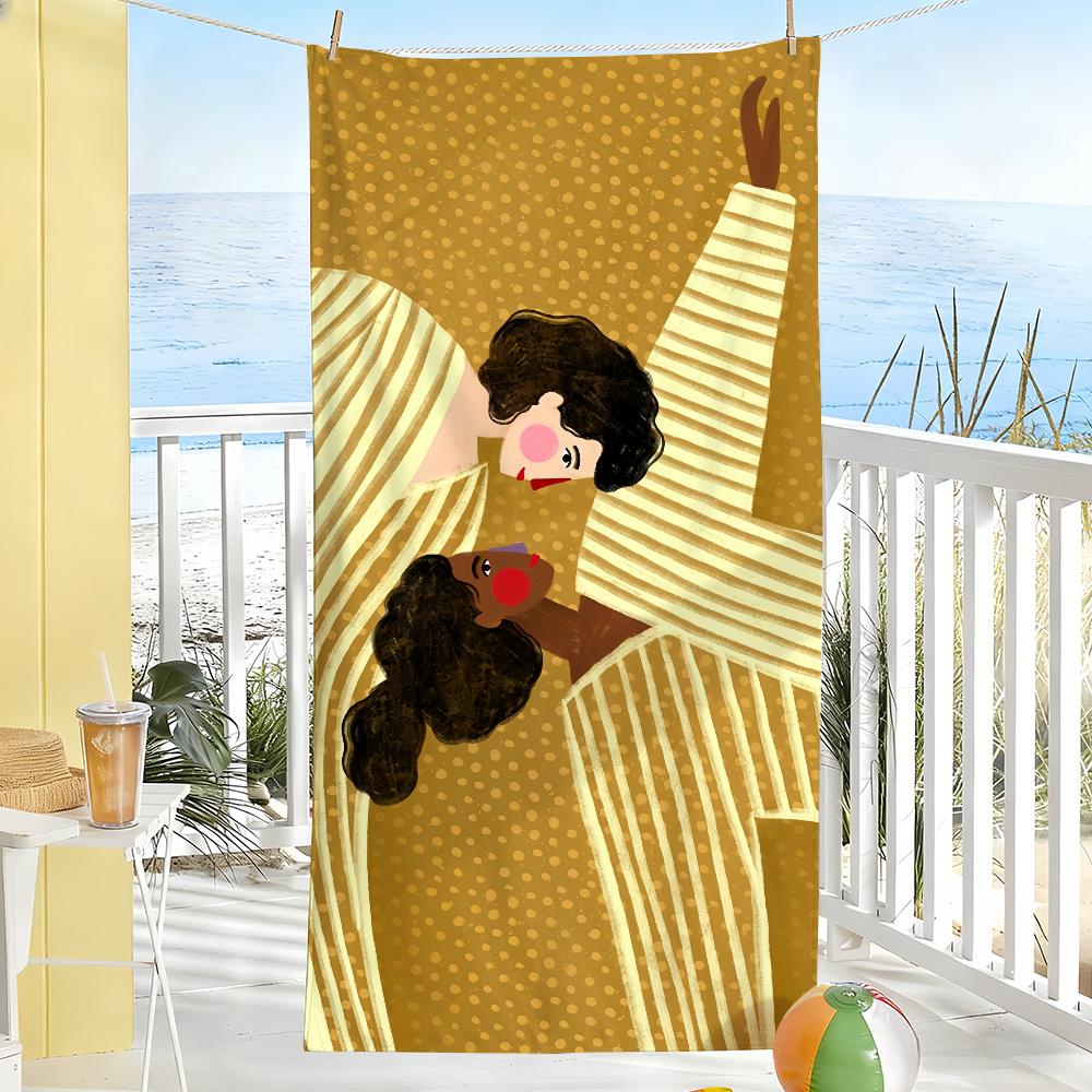 

Fashion Girl Vintage Anime Towel Soft Pool Gift For Travel Gym Shower Camping Quick Dry Sports Large Beach Towels W30*H60(CM)
