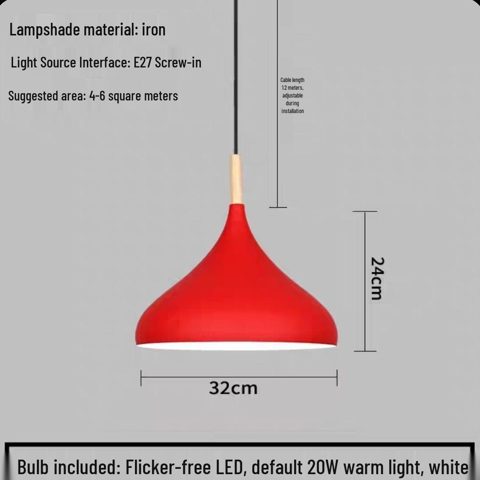 Red Retro Nordic Industrial Chandelier - Ideal for Milk Tea Shops, Bars, Restaurants, and Cafes.