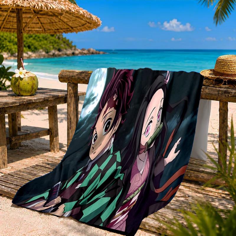 Powerful Demon Anime Beach Towel Microfiber Beach Towel, Lightweight and Quick-Dry, for Summer Travel, Swimming Pool Fan Birthday Gift