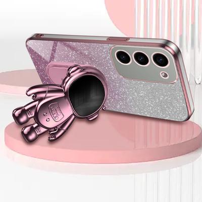 For Samsung Galaxy S23 Case PC+TPU Astronaut Kickstand Electroplating Phone Cover