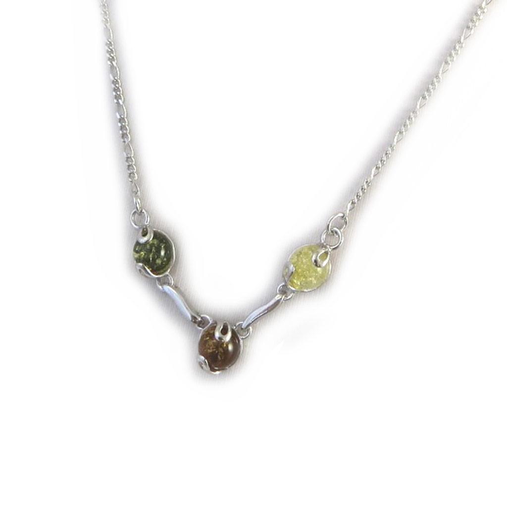 Les Trésors De Lily [N2778] - Silver Necklace 'Inspiration' 3 Ambers (rhodium-plated) - 8x6 Mm