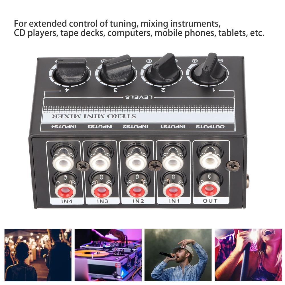 Separate Volume Knobs Stereo Mini Mixer Support 4 in 1 Out Stereo Splitte  Console