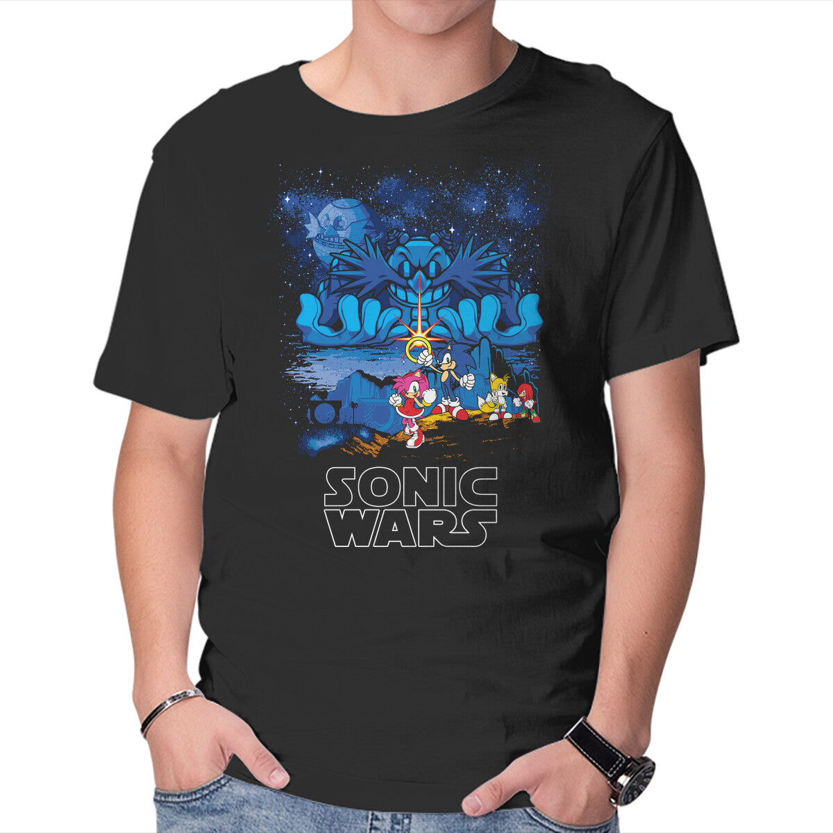 Unisex Crew Neck T-Shirt Sonic Wars Graphic Short Sleeve Casual Tee XXXL