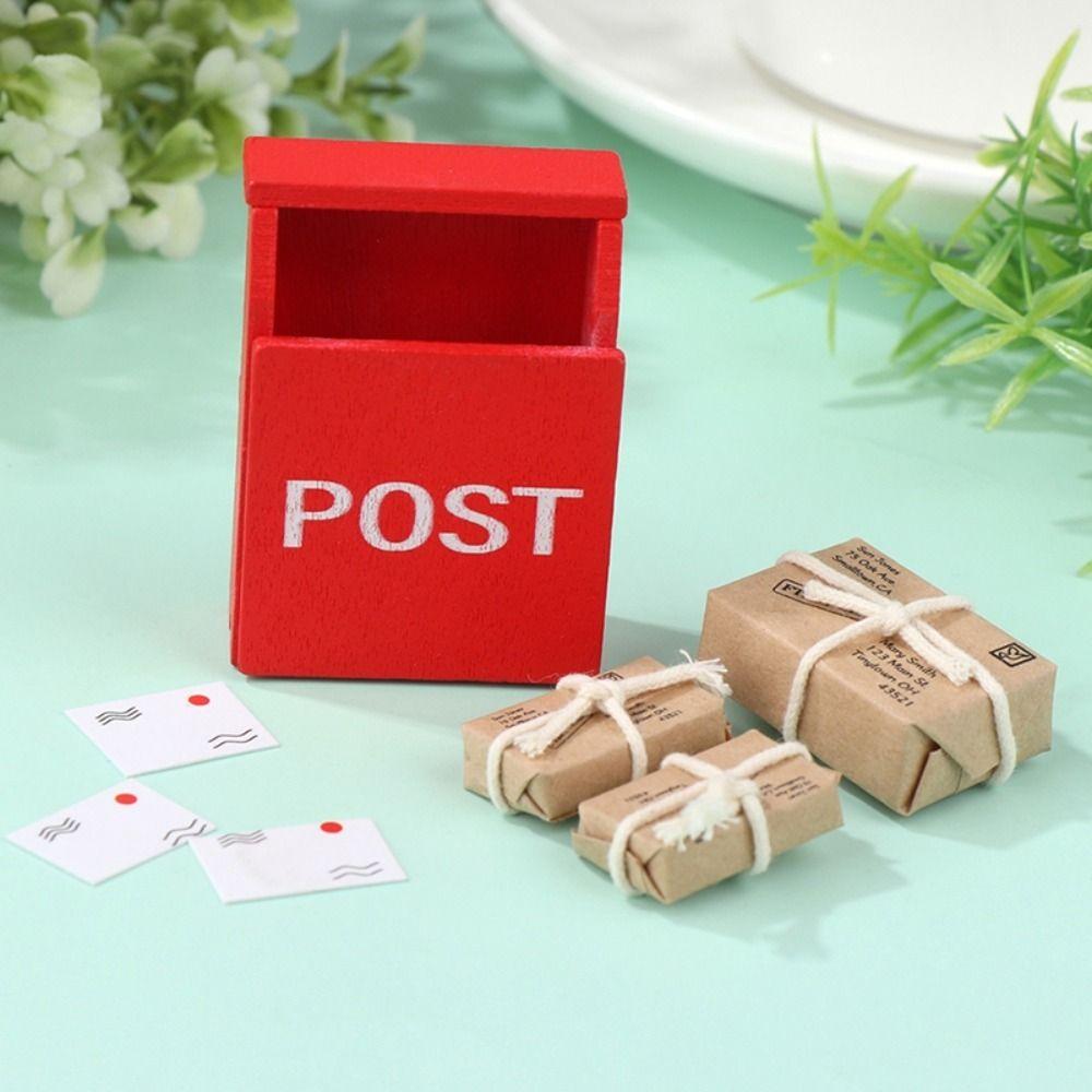 With Mail Sack Postcard Simulation Furniture Toy Dollhouse Miniature Letter Box Mini Mailbox