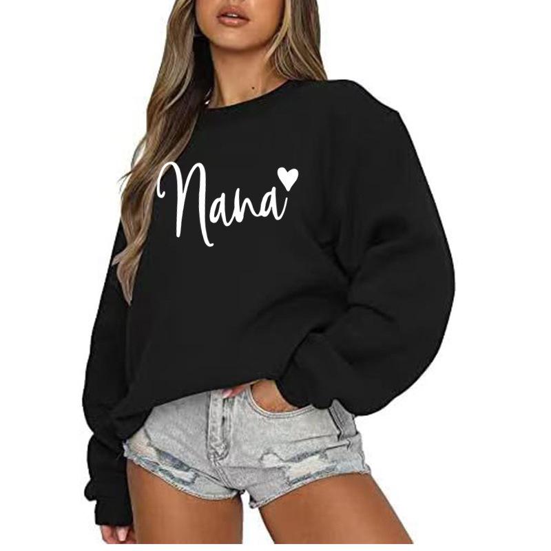 Women's Round Neck Heart Print Casual Hoodie