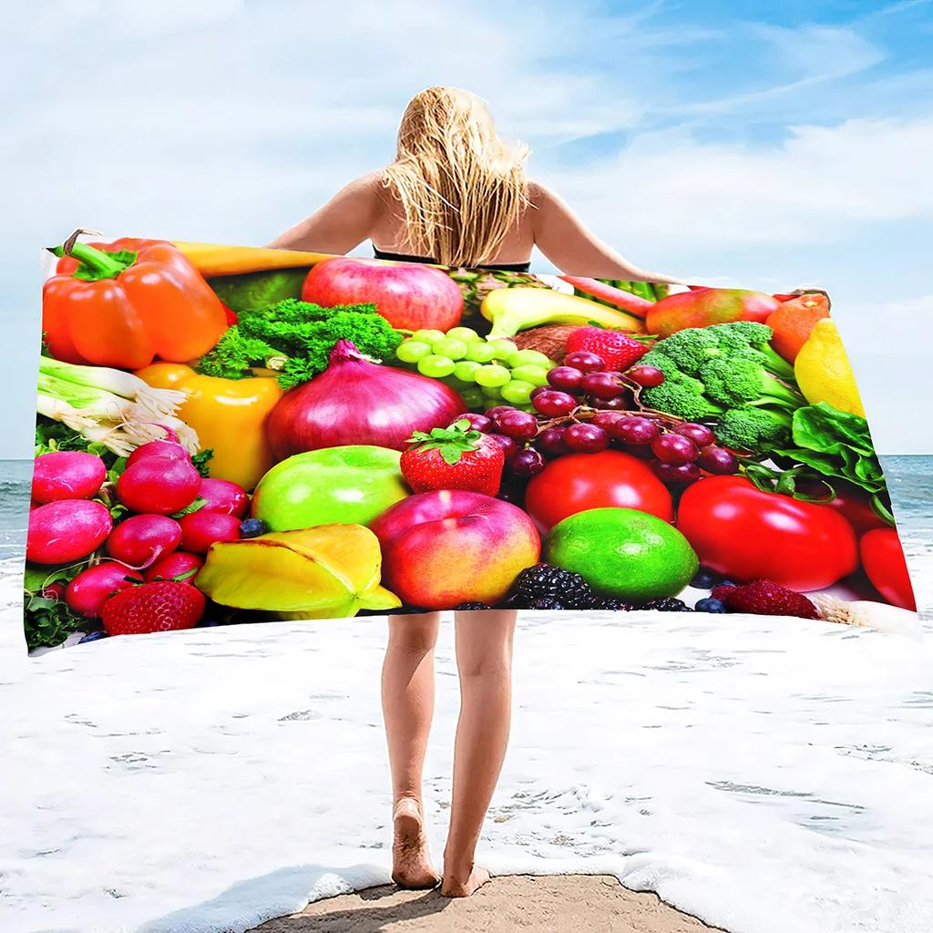 Beach Towel For Women, Girls, Kids, Men, Food Prints Bath Towels Pool Towel Super Soft Plush Towels For Man Women Beach Lovers