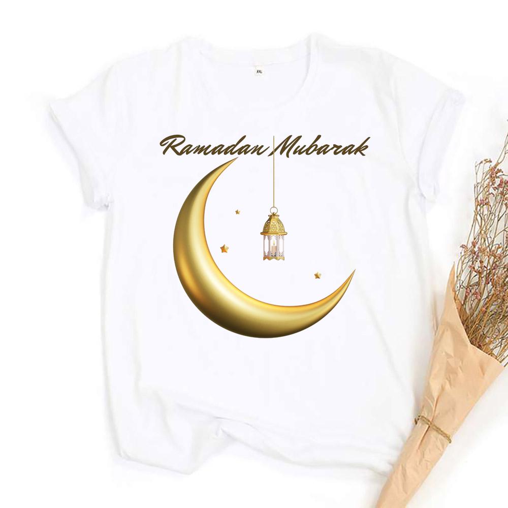 Eid Mubarak Tee Muslim Shirt Ramadan Gift Unisex Creative Top Casual Short Sleeve Crew Neck Unisex Tshirt Ramadan Mubarak Tops