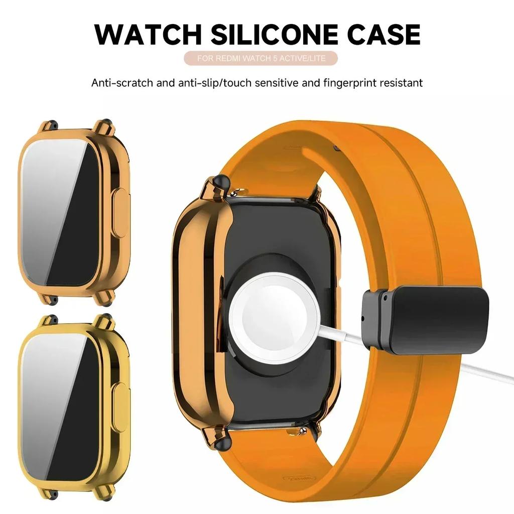 Silicone Strap +Case For Xiaomi Redmi Watch 5 Lite Magnetic Smart Watch Wrist Men Band And Case For Redmi Watch 5 Active