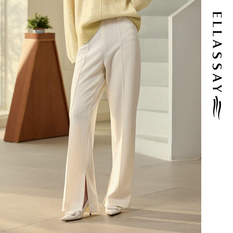 

ELLASSAY 2025 Осень Прямые повседневные брюки из смесовой мериносовой шерсти L