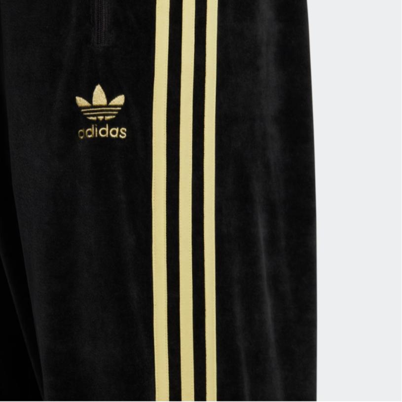 Adidas Originals Clover Velour Pants With Striped Embroidered Logo Men Bottoms Black HR3443