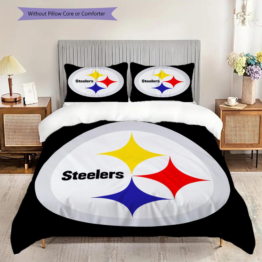 Set Copripiumino Trapuntato con Fantasia Pittsburgh Steelers Federa Decorazione per la Casa Regalo di Compleanno (1 * copripiumino + 2 * federa, senza nucleo)