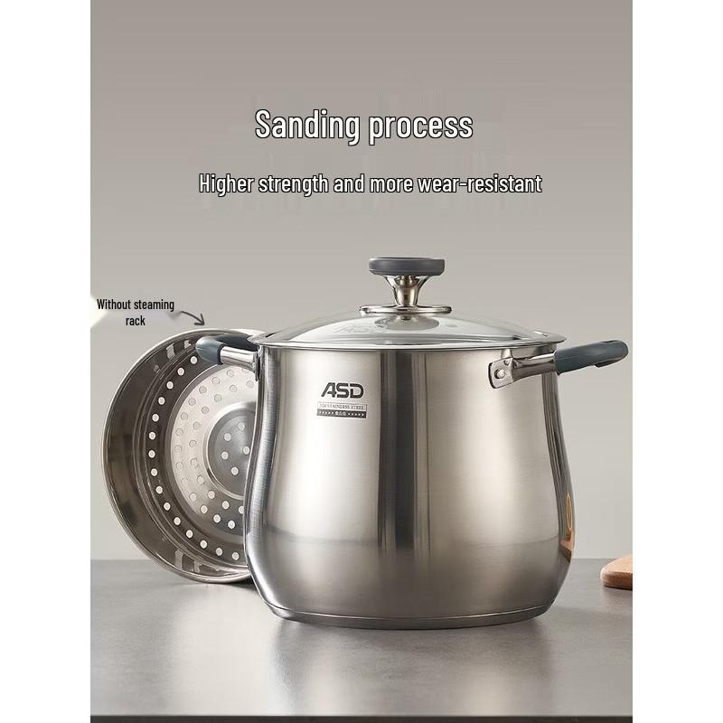 ASD 24CM 304 Stainless Steel Multi-Function Stew Pot