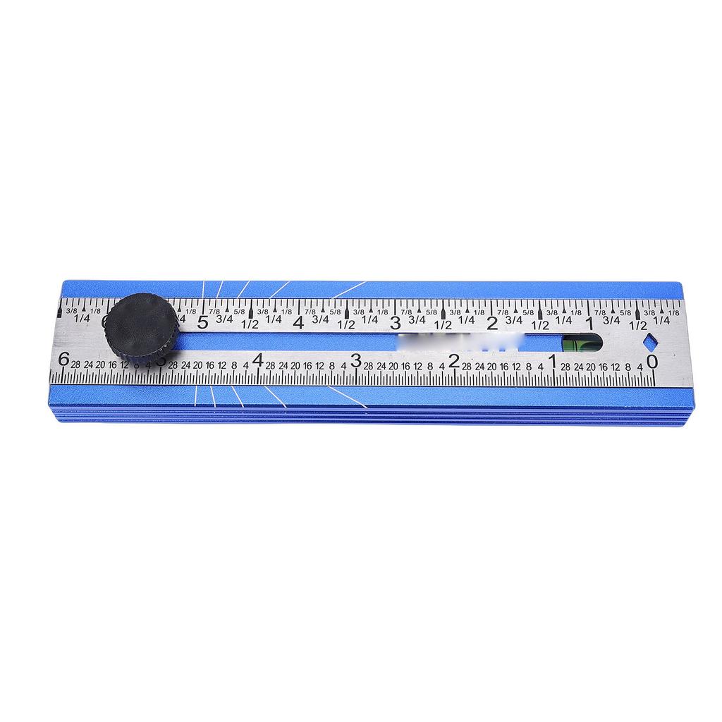 Folding Measuring Ruler Multi Angle Adjustable Woodworking Marking Ruler with Bubble Level and Knob Aluminum Alloy Blue