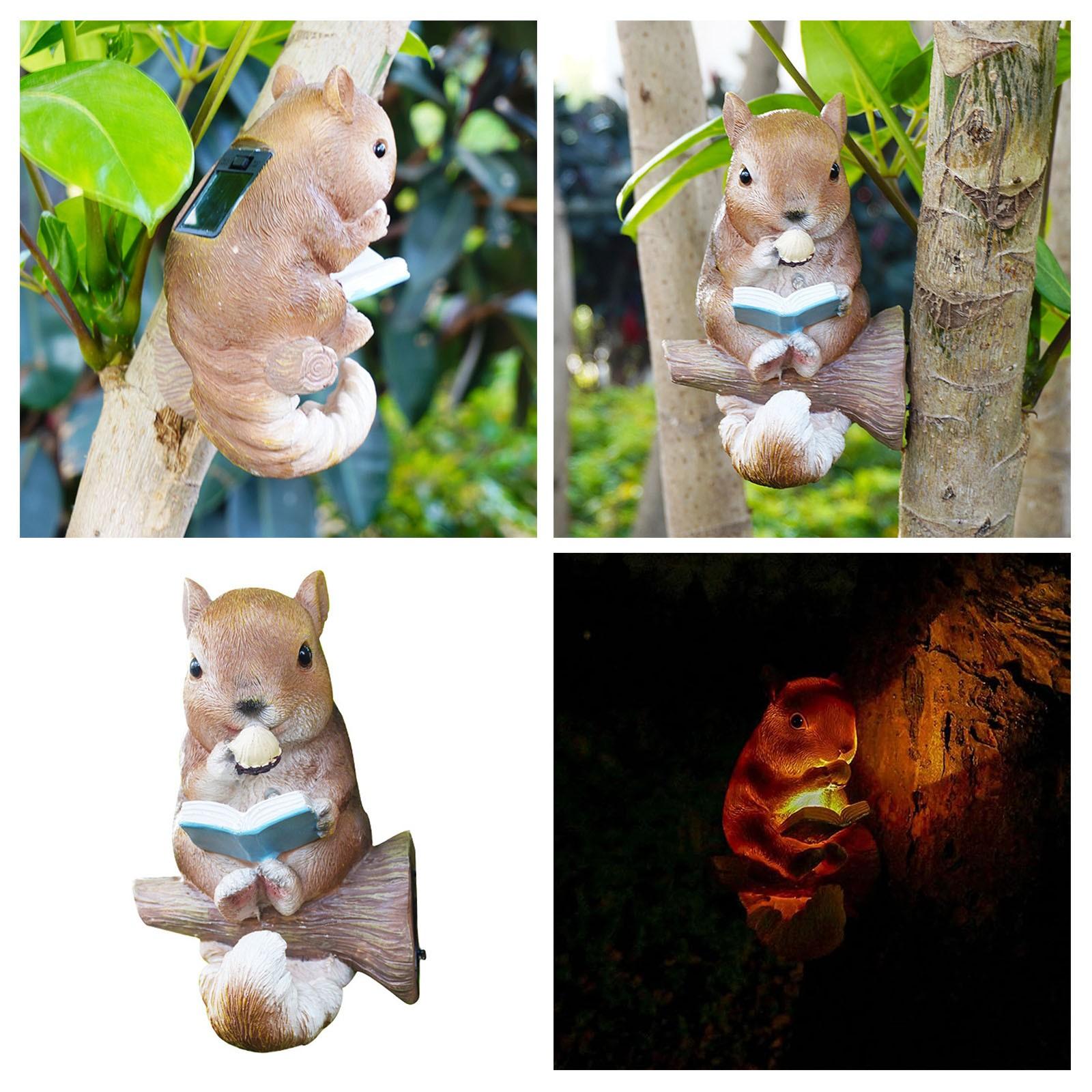 

Solar Led Squirrel Reading Book Resin Craft Garden Decoration Simulation Animal Outdoor Decor With Lights Creative Decorations бежевый