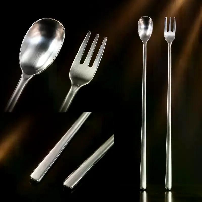 Long Handle Coffee Spoons Stirring Spoon Fruit Fork Stainless Steel Spoons Ice Cream Spoons Stir Bar Spoon Cocktail Spoon