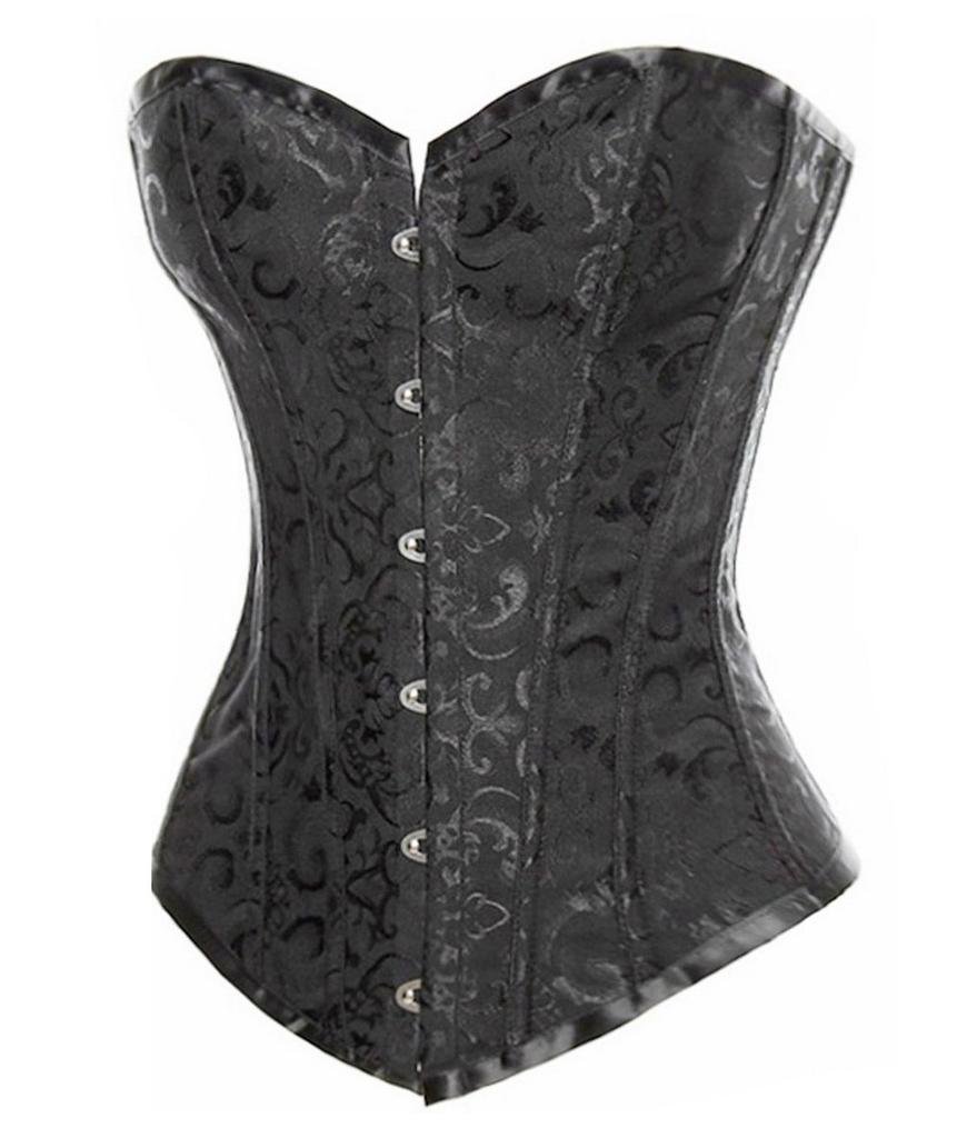 Bslingerie Women's Black Brocade Wedding Bustier Corset Size L