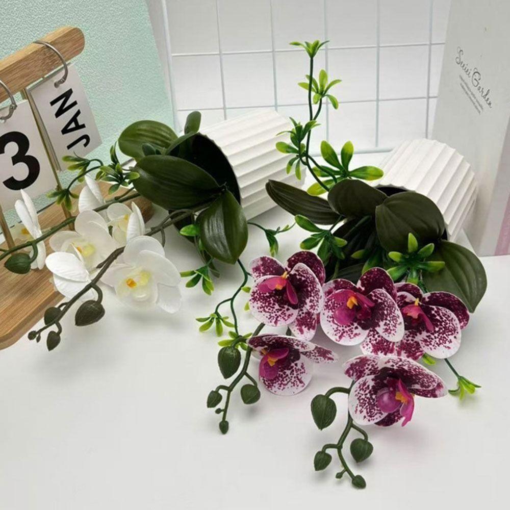Plastic Butterfly Orchid Artificial Flower Fake Plant Flower Potted  Home Office Decoration