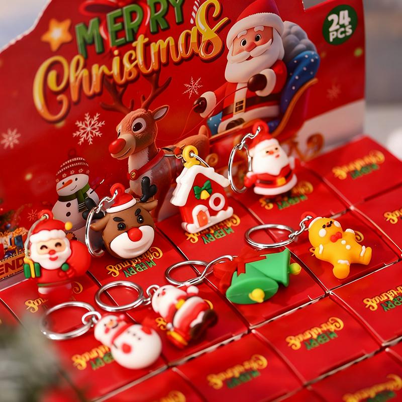 24Pcs Christmas Themed Party Key Ring Gift Pack Surprise Box Suitable As Christmas Gift Party Gift Best For Christmas