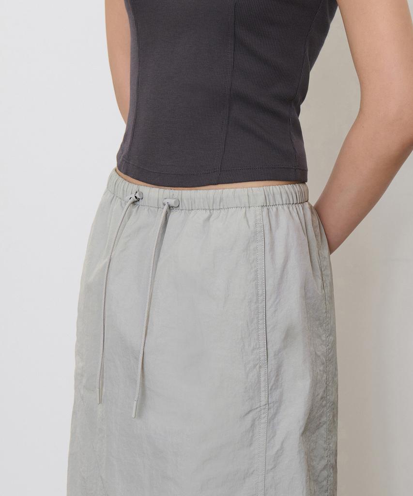 Musinsa Standard Woman Women'S Nylon Elastic Long Skirt [Ash Gray]