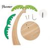 Natural Wood Fruit Stand Wooden Banana Hanger, Coconut Tree Shape, with Metal Hook, Display Tropical Theme Stable Base Rack, for Kitchen Countertop