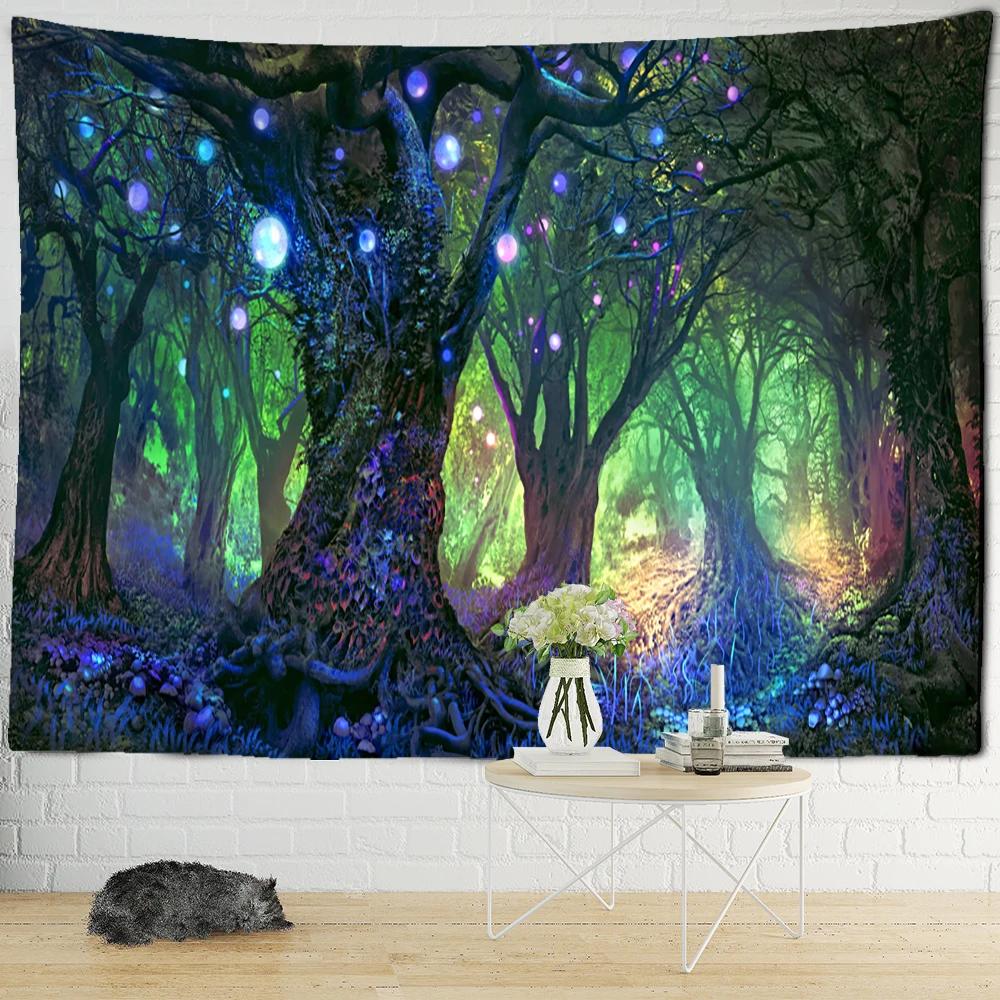 Beautiful Natural Forest Printed Large Tapestry Stone Landscape Wall Hanging Blanket Tropical Tree Tapestries Room Home Decor